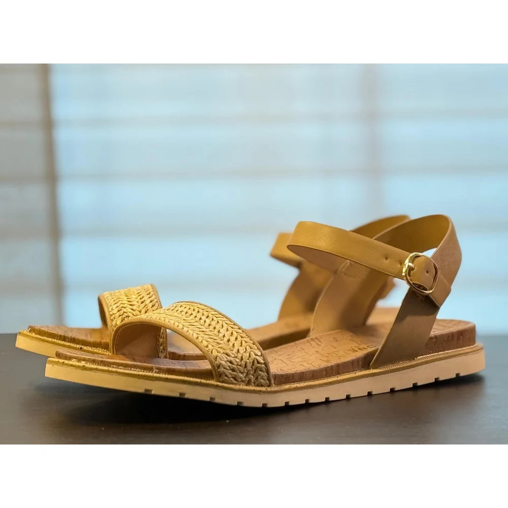 Sun & Stone Women Natural Raffia Sandals Flip Flop Sz 10 M Beige